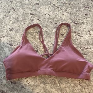 Lululemon V Neck Strappy Sports Bra Dusty Pink Rose sz 10